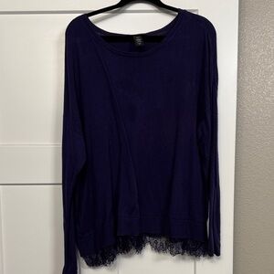 Women's Purple Lace Hem Top